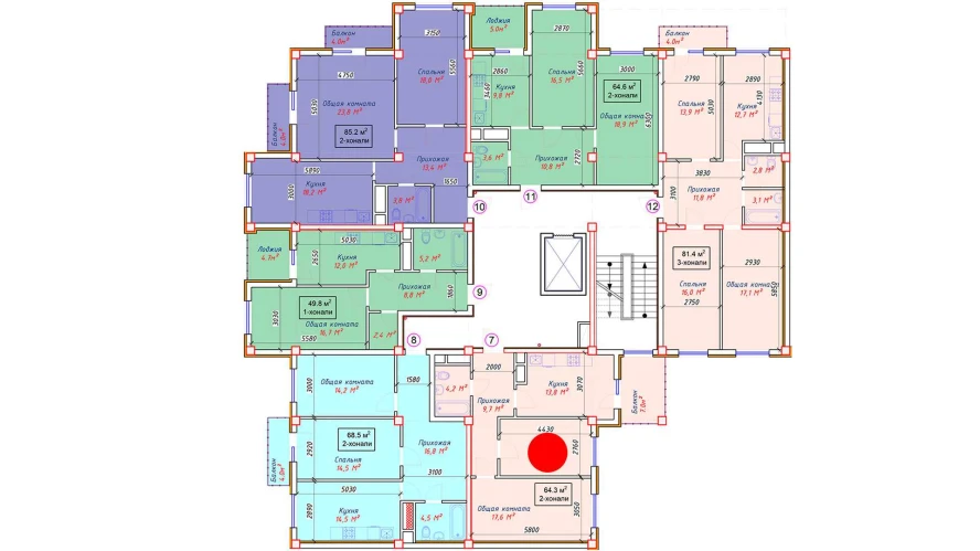2-xonali xonadon 64.3 m² 5/9 qavat | SOHIL 1 Turar-joy majmuasi 2-xonali xonadon 64.3 m² 5/9 qavat | SOHIL 1 Turar-joy majmuasi