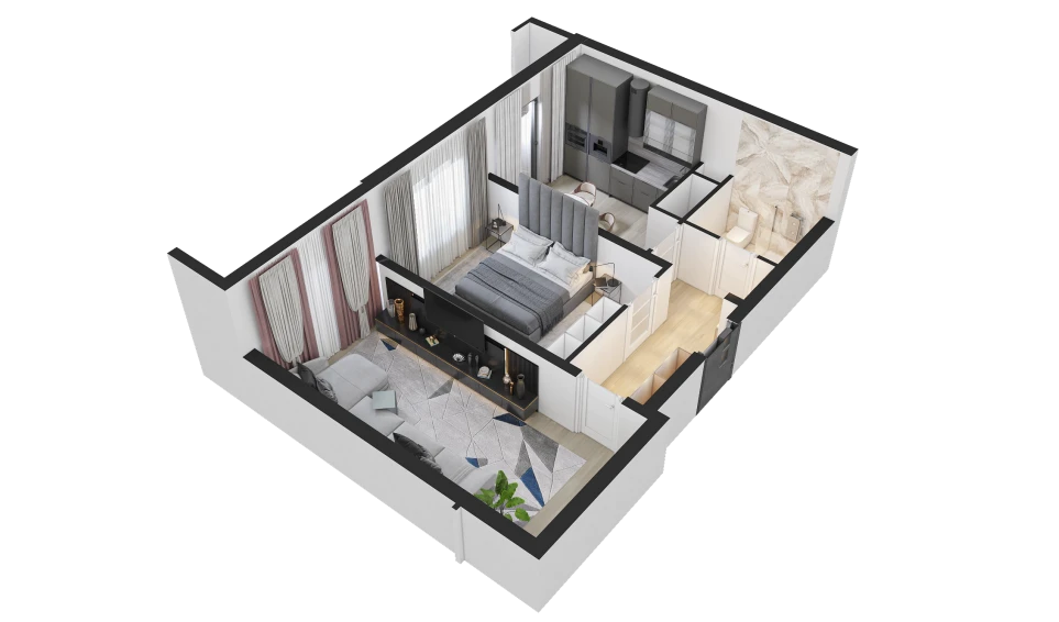 2-комн. квартира 52.7 м²  13/16 этаж | Жилой комплекс TRINITY