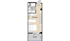 1-xonali xonadon 29.92 m²  3/7 qavat | Bochka Resort Turar-joy majmuasi