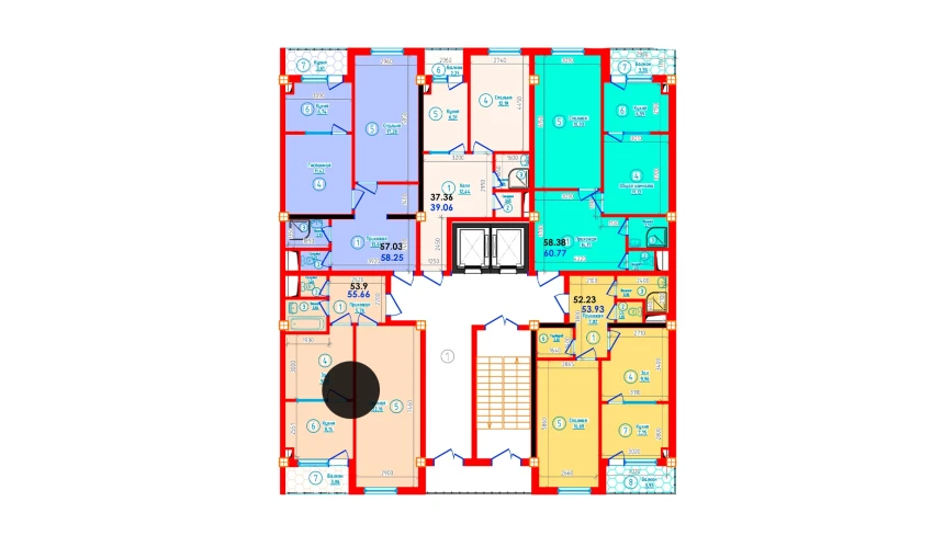 2-xonali xonadon 55.66 m²  12/12 qavat | S-Tower Turar-joy majmuasi