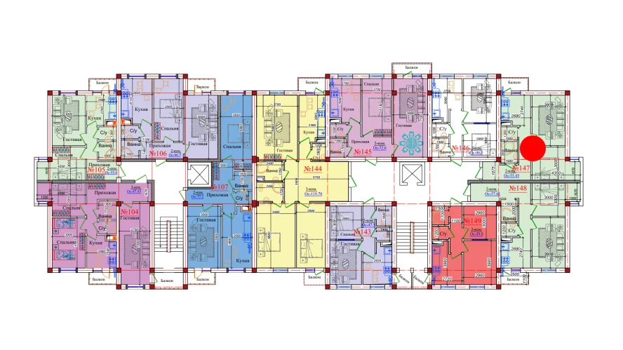 2-комн. квартира 55.45 м²  9/9 этаж | Жилой комплекс ZAR ZAMONAVIY UYLAR