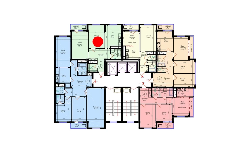2-xonali xonadon 74.1 m²  17/23 qavat | BRILLIANT CITY AC Turar-joy majmuasi