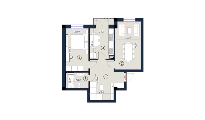 2-комнатная квартира 62 м²  5/9 этаж | Жилой комплекс KO'KSAROY