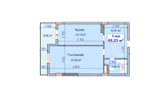 1-комн. квартира 65.23 м²  2/9 этаж | Жилой комплекс SHAYX-UL OLAM
