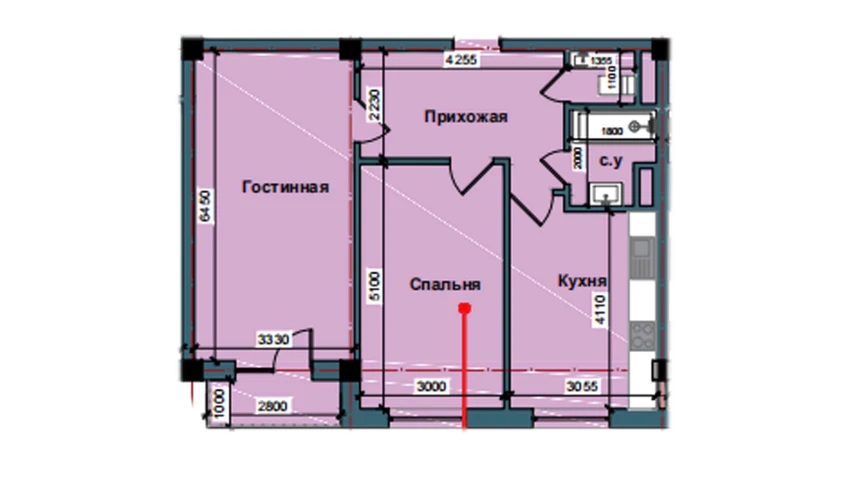 2-комнатная квартира 70.9 м²  8/10 этаж | Жилой комплекс NUR BARAKA