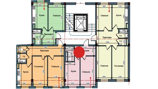 1-xonali xonadon 41 m²  5/9 qavat | NUR BARAKA Turar-joy majmuasi