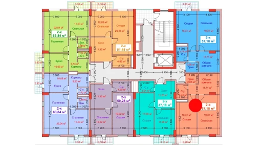 2-комнатная квартира 57.18 м²  8/8 этаж | Жилой комплекс CAPITAL AVENUE