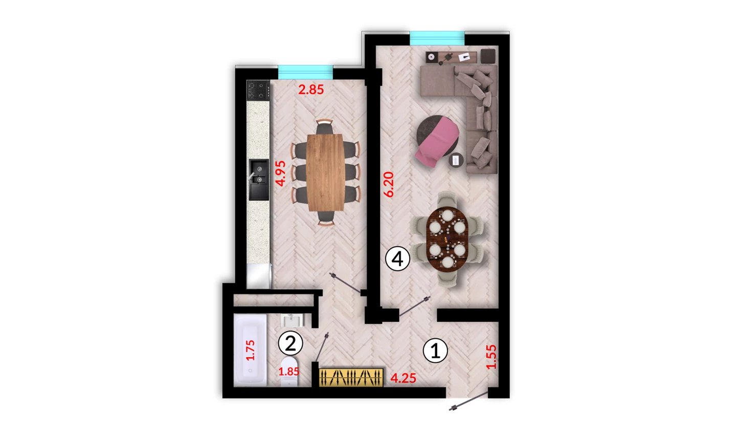 1-комн. квартира 43 м²  10/10 этаж | Жилой комплекс Ko'kcha-Oqtepa