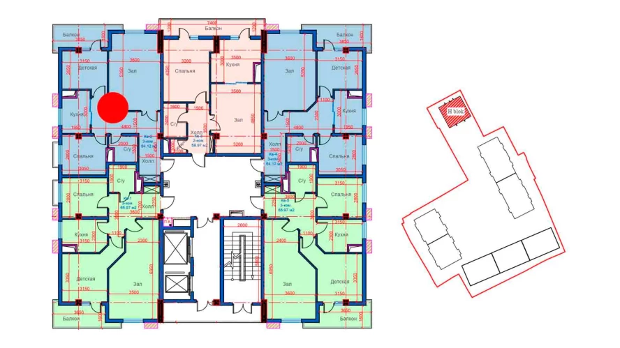 3-комн. квартира 64.12 м²  9/12 этаж | Жилой комплекс Sokin city