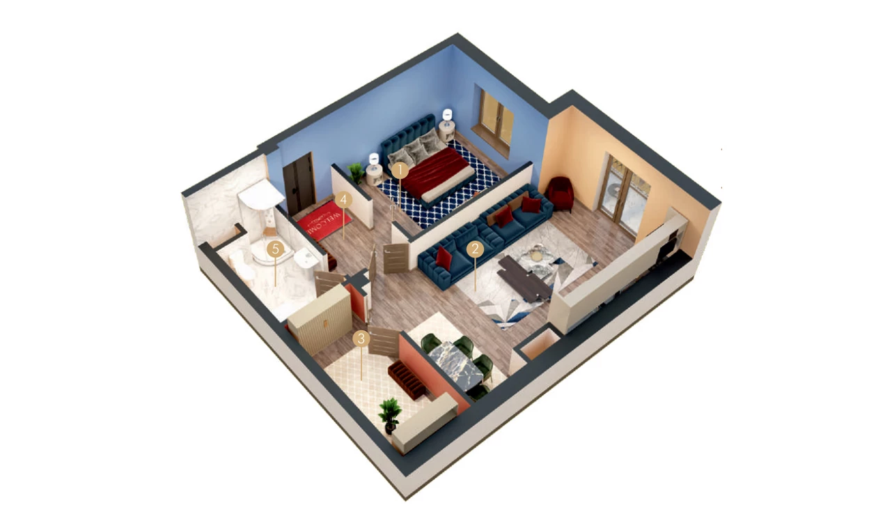 2-комн. квартира 61.75 м²  4/9 этаж | Жилой комплекс MINGCHINOR