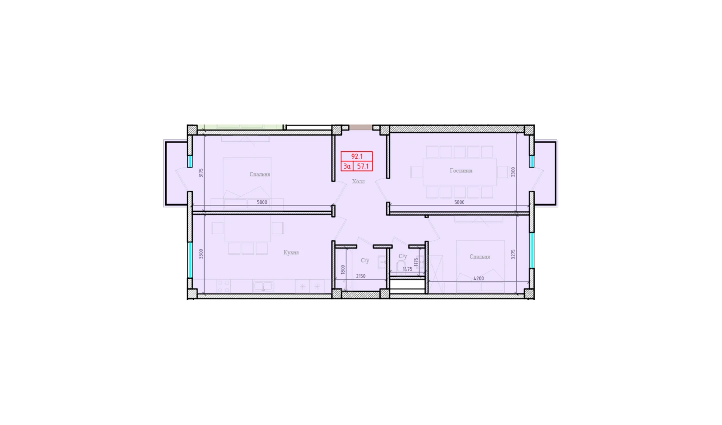 3-xonali xonadon 92.1 m² 5/7 qavat | Gulbadanbegim Turar-joy majmuasi 3-xonali xonadon 92.1 m² 5/7 qavat | Gulbadanbegim Turar-joy majmuasi