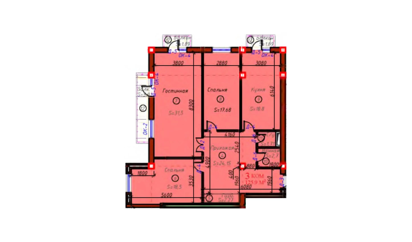 3-комн. квартира 125.9 м²  5/9 этаж | Жилой комплекс SAMARQAND CITY
