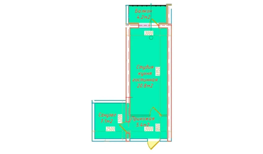 1-комнатная квартира 37.5 м²  5/16 этаж | Жилой комплекс DO'MBIROBOD RESIDENCE