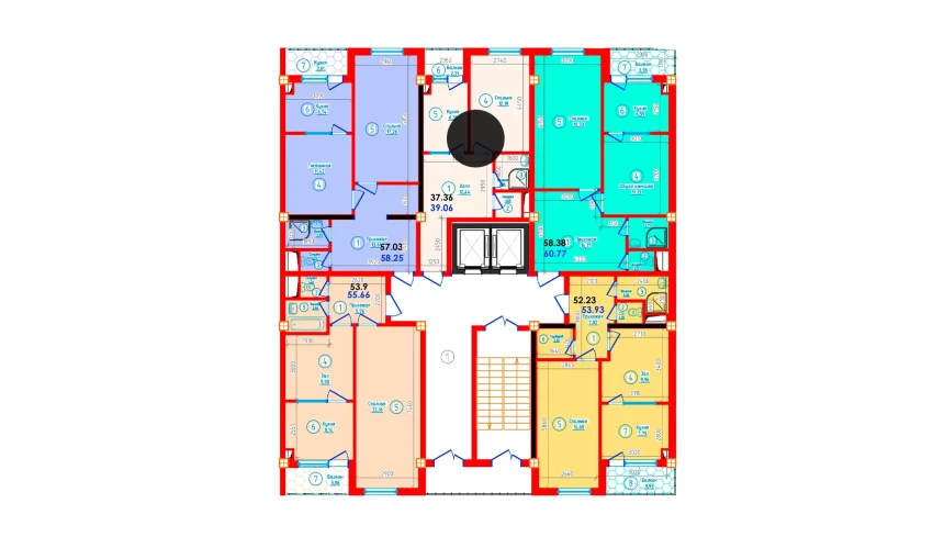 1-комнатная квартира 39.06 м²  8/12 этаж | Жилой комплекс S-Tower