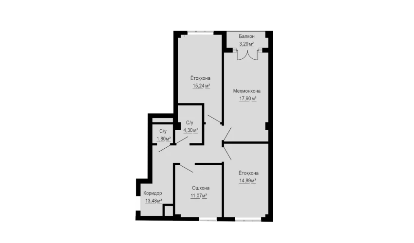 3-xonali xonadon 156.1 m²  16/16 qavat | Musaffo Turar-joy majmuasi