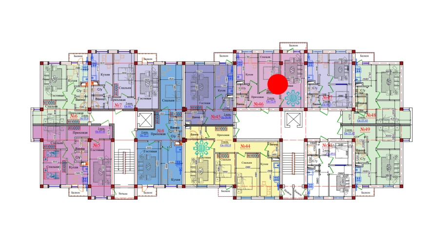 2-xonali xonadon 72.6 m²  2/9 qavat | ZAR ZAMONAVIY UYLAR Turar-joy majmuasi
