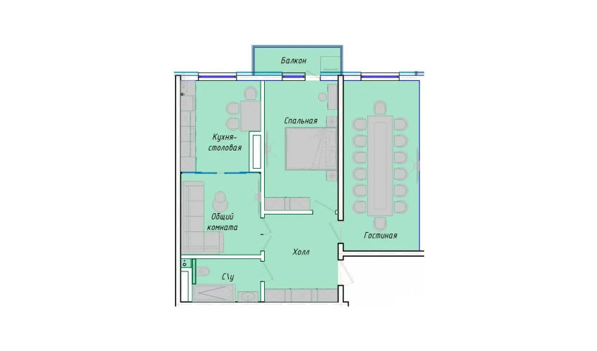 3-xonali xonadon 75.44 m²  6/12 qavat | SERGELI CITY Turar-joy majmuasi