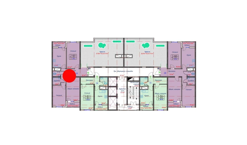 3-комнатная квартира 97.4 м²  16/16 этаж | Жилой комплекс TRINITY
