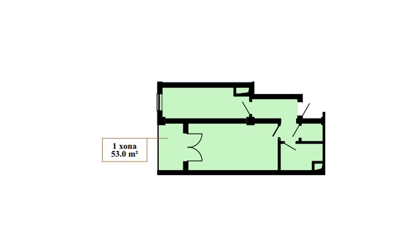 1-xonali xonadon 52.96 m²  15/16 qavat | Musaffo Turar-joy majmuasi