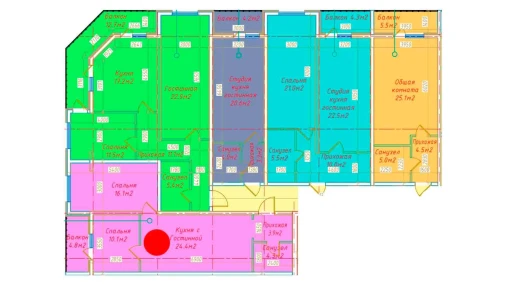 2-комнатная квартира 63.6 м²  16/16 этаж | Жилой комплекс DO'MBIROBOD RESIDENCE