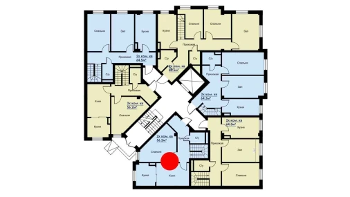 2-xonali xonadon 54.2 m²  4/6 qavat | CHOSHTEPA GARDEN Turar-joy majmuasi
