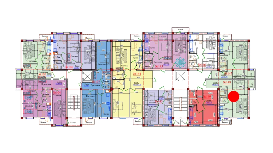 2-комн. квартира 57.61 м²  9/9 этаж | Жилой комплекс ZAR ZAMONAVIY UYLAR