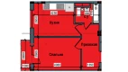1-xonali xonadon 43.5 m²  5/10 qavat | NUR BARAKA Turar-joy majmuasi