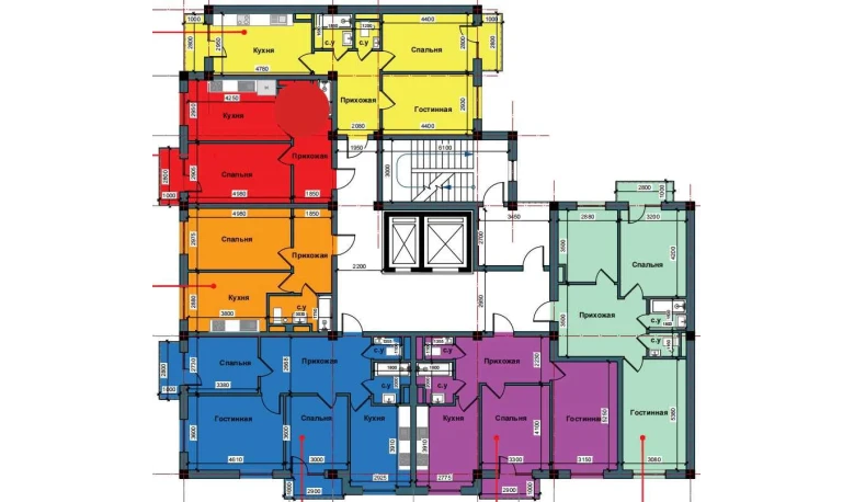 1-xonali xonadon 43.5 m²  4/10 qavat | NUR BARAKA Turar-joy majmuasi