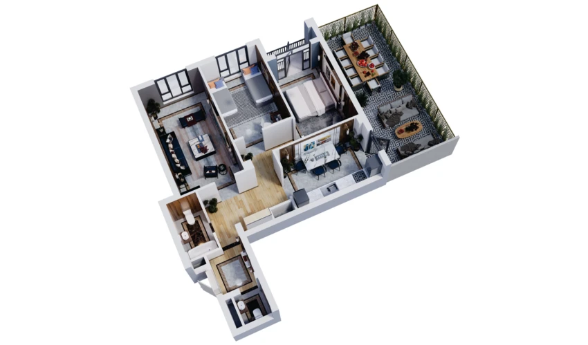 3-комнатная квартира 124.2 м²  3/16 этаж | Жилой комплекс Musaffo