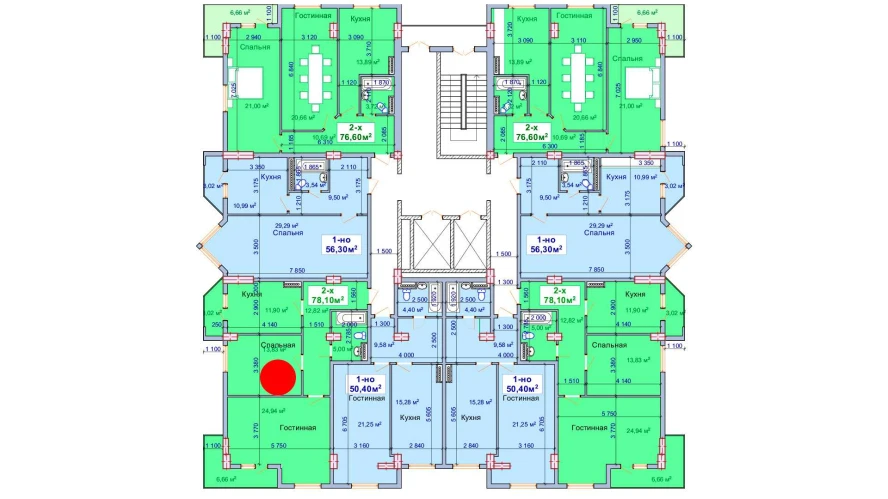 2-комн. квартира 78.1 м²  2/9 этаж | Жилой комплекс SHAYX-UL OLAM