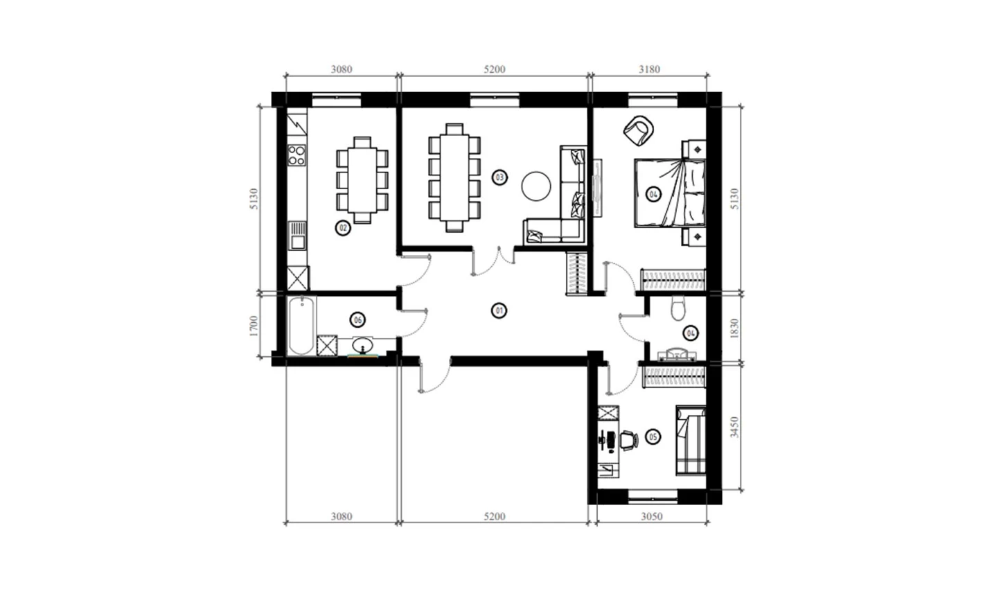 3-xonali xonadon 88.7 m²  3/9 qavat | FIDOKOR Turar-joy majmuasi