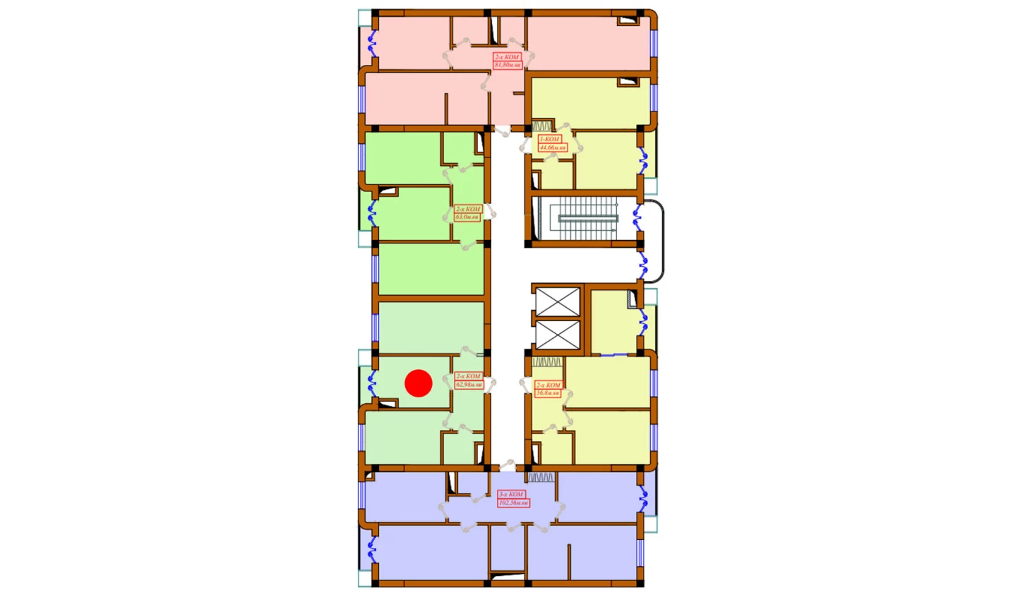 2-xonali xonadon 62.98 m²  11/12 qavat | Aviasozlar Plaza Turar-joy majmuasi