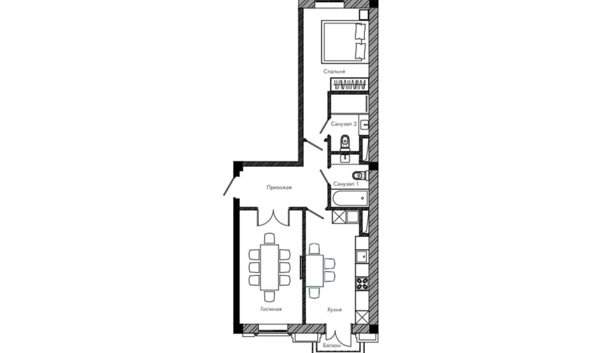 3-xonali xonadon 84 m²  12/13 qavat | NEW AVENUE estates Turar-joy majmuasi