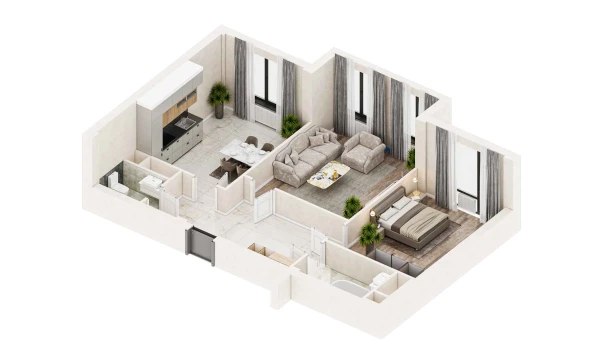 2-комнатная квартира 82 м²  15/19 этаж | Жилой комплекс BRILLIANT CITY AC