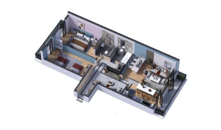 3-xonali xonadon 87.84 m²  8/16 qavat | SOKIN DIYOR Turar-joy majmuasi