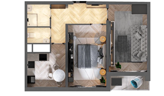 2-комнатная квартира 52.3 м²  16/16 этаж | Жилой комплекс TRINITY