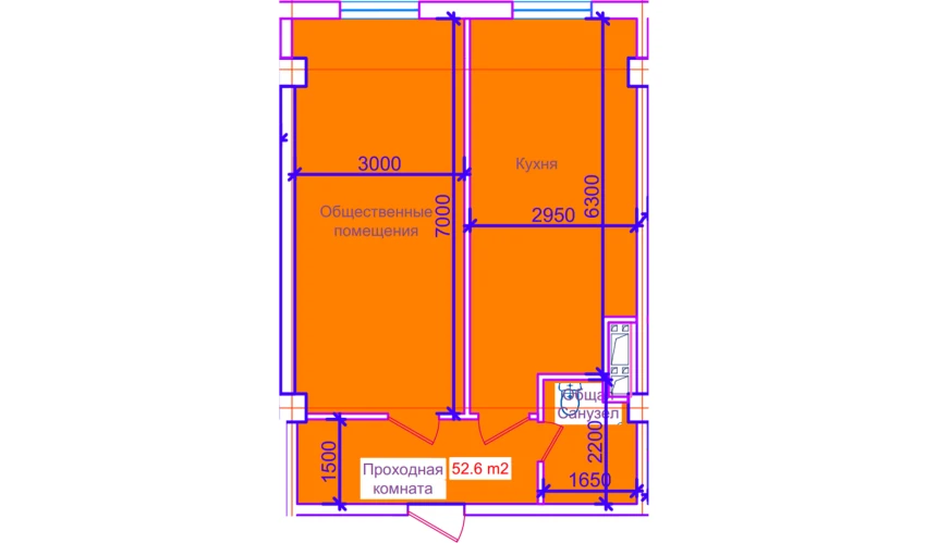 1-комнатная квартира 52.6 м²  4/10 этаж | Жилой комплекс ORZULAR MASKANI