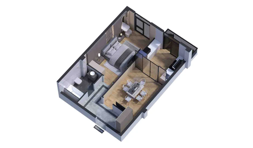 2-комнатная квартира 49.08 м²  4/7 этаж | Жилой комплекс Bochka Resort
