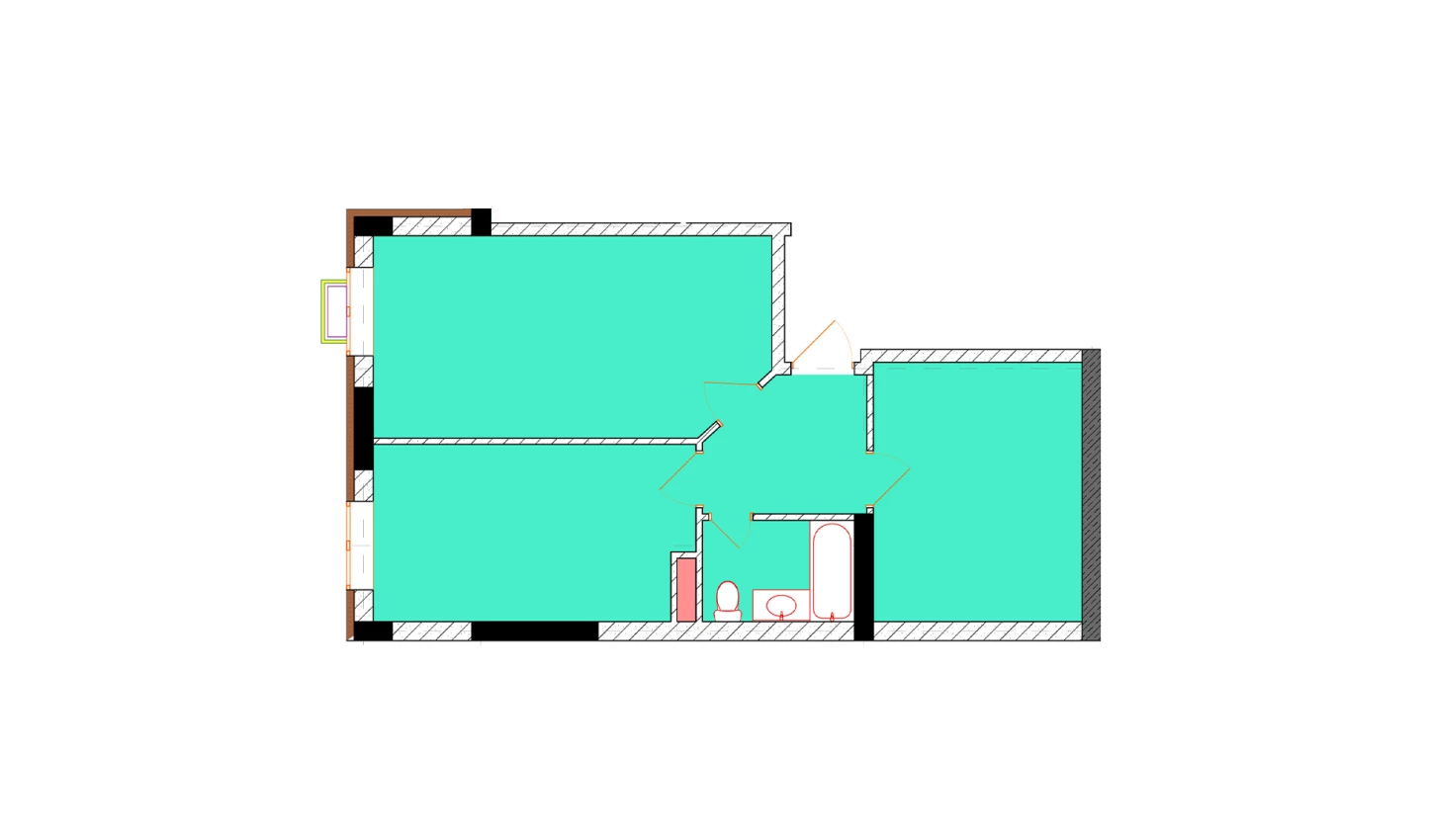 2-xonali xonadon 57.3 m²  9/9 qavat | Uchtepa Avenue Turar-joy majmuasi