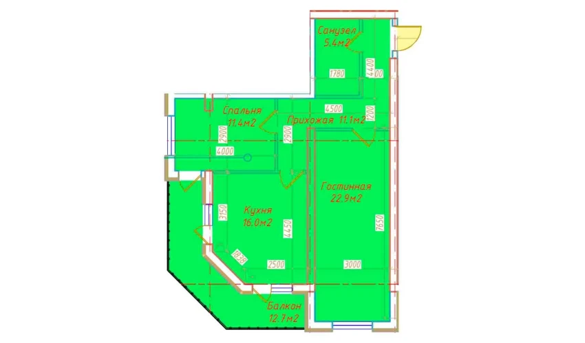 2-комнатная квартира 79.5 м²  3/16 этаж | Жилой комплекс DO'MBIROBOD RESIDENCE