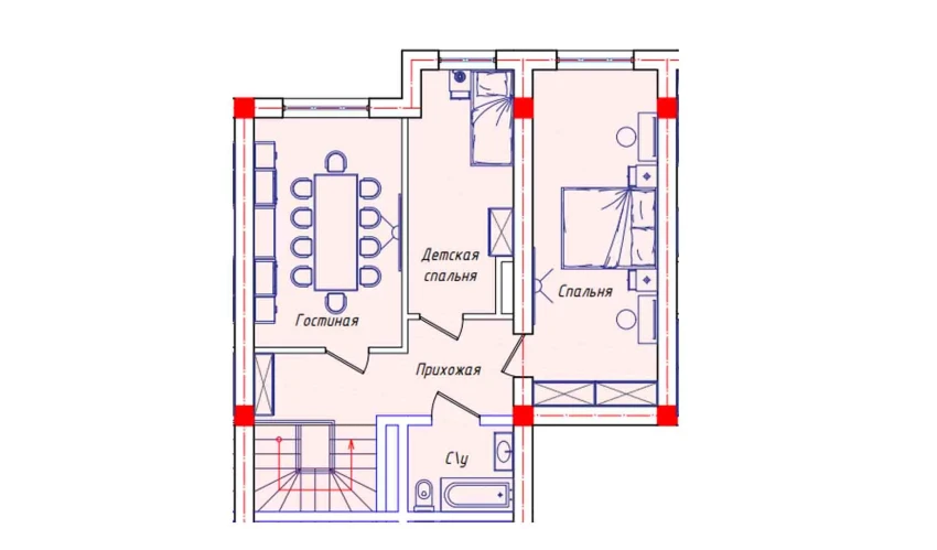 3-xonali xonadon 64.7 m²  8/8 qavat | STAR HOUSE RESIDENCE Turar-joy majmuasi