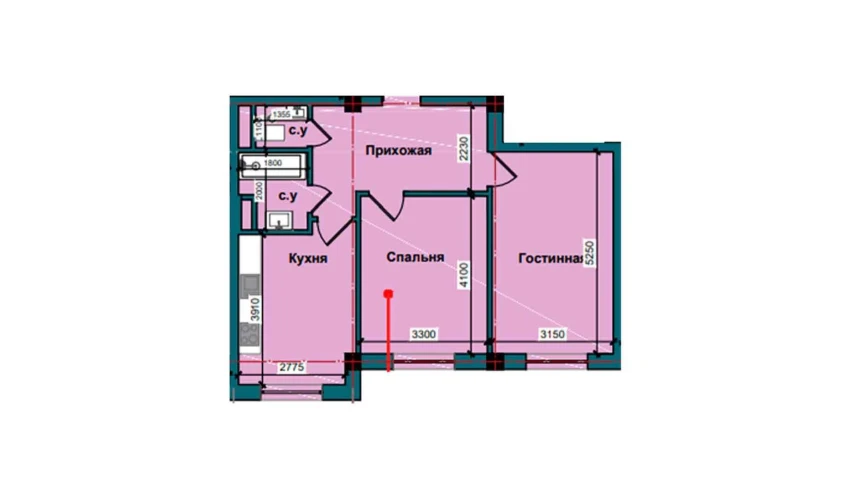 2-xonali xonadon 61 m²  1/10 qavat | NUR BARAKA Turar-joy majmuasi