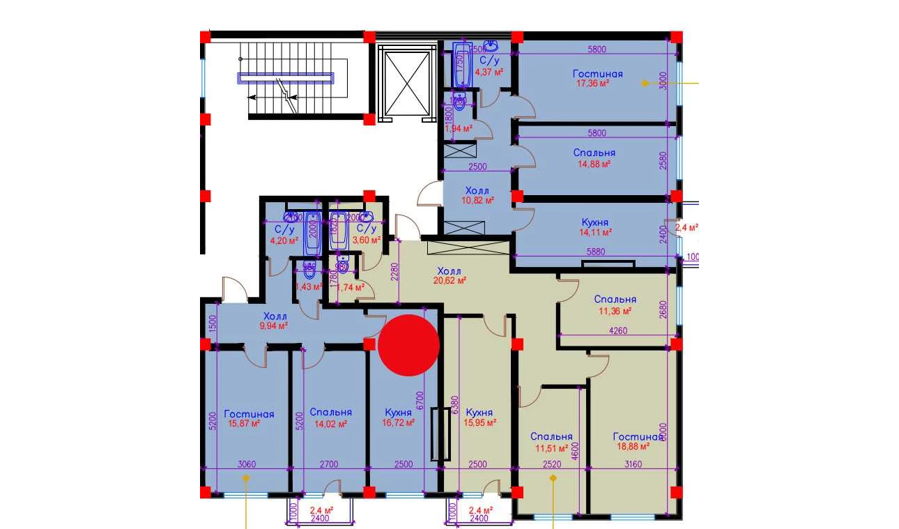 2-комн. квартира 67.58 м²  4/10 этаж | Жилой комплекс Ko'kcha-Oqtepa