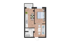 1-комн. квартира 40.84 м²  8/10 этаж | Жилой комплекс Ko'kcha-Oqtepa