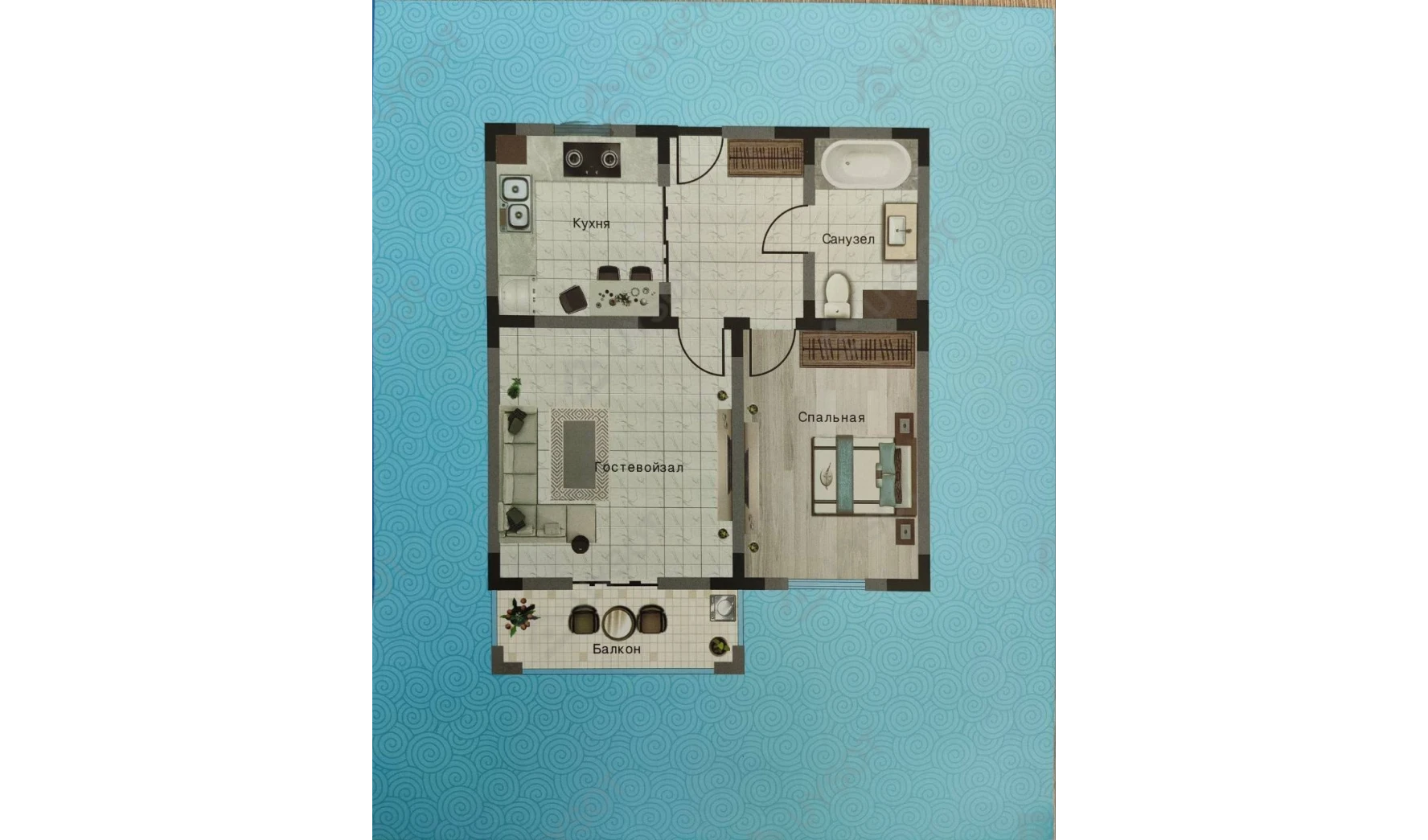 2-комн. квартира 42.4 м²  1/11 этаж | Жилой комплекс TANG SAROY