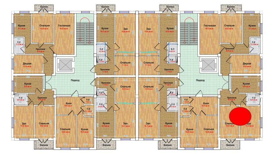 2-комн. квартира 45.4 м²  5/6 этаж | Жилой комплекс MBG
