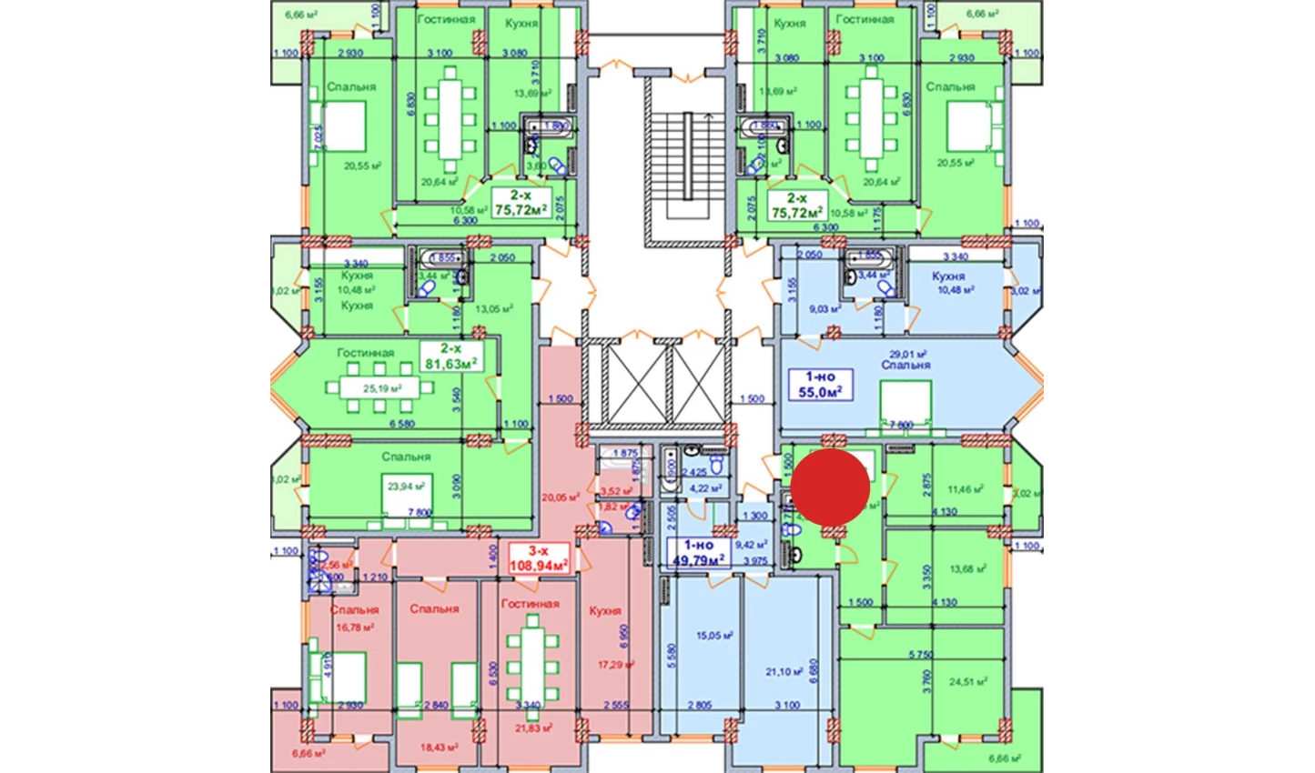 2-комн. квартира 76.63 м²  6/9 этаж | Жилой комплекс SHAYX-UL OLAM