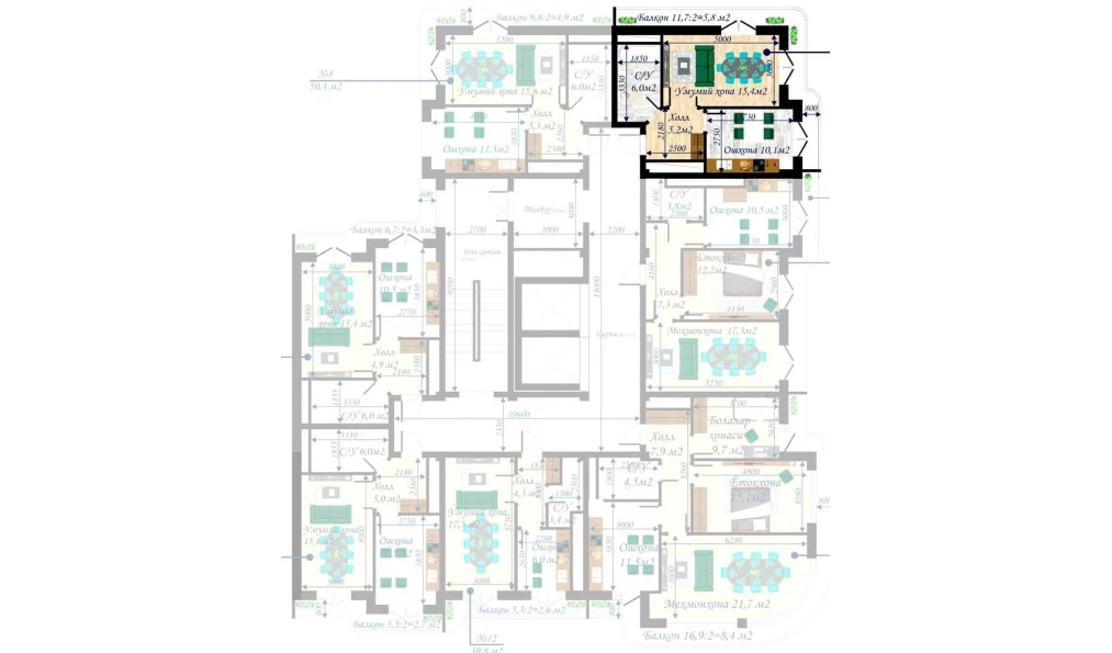 1-xonali xonadon 50.1 m²  11/13 qavat | MEGAPOLIS А2 Turar-joy majmuasi