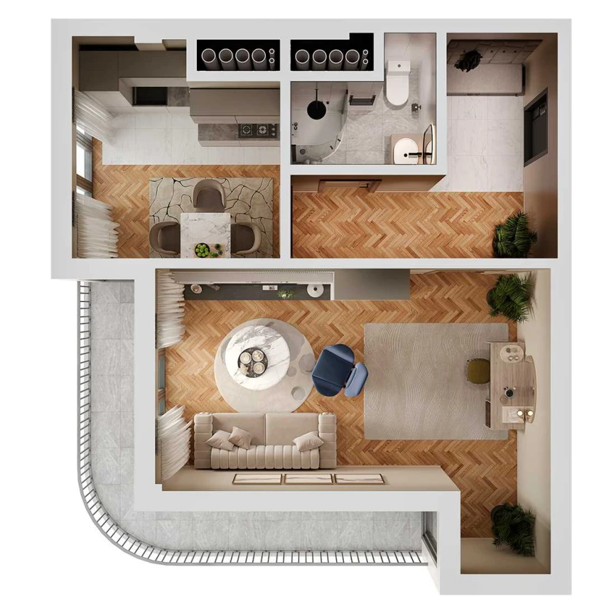 2-комн. квартира 51 м²  4/12 этаж | Жилой комплекс SOKIN SOHIL