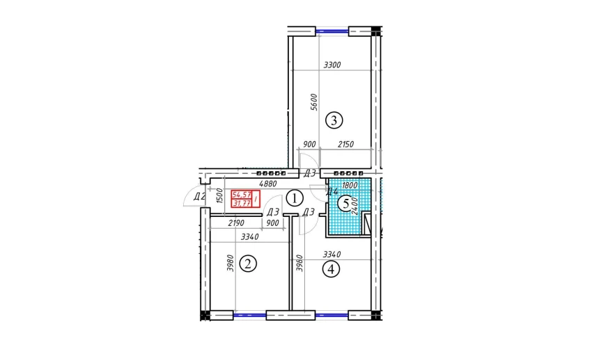 2-комнатная квартира 54.57 м²  1/5 этаж | Жилой комплекс BATOSH